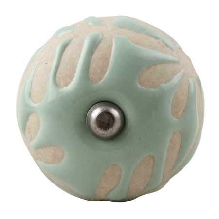Sage Green Etched Ceramic Floral Wine Stopper